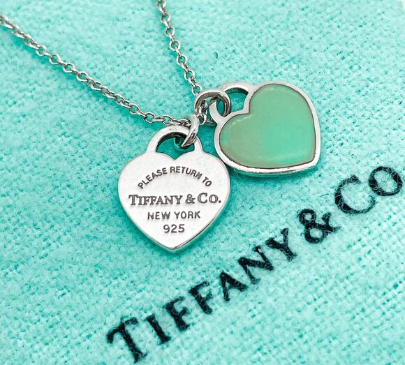 Tiffany & Co. Jewelry - Tiffany & Co. Return to Tiffany Blue Enamel Double Mini Heart Necklace 16”